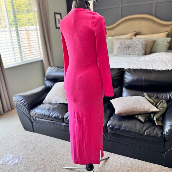 The Drop x vi_bogodist Hot Pink Front Cutout Ribbed Button Dress Women’s M NWT - Picture 6 of 7
